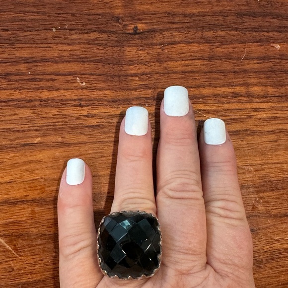 Extra large black onyx, sterling silver and brass - Picture 4 of 4